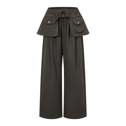 ポケットドローストリング レイヤードパンツ DARK OLIVE front