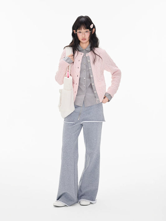 取り外しスカート付き フレアパンツ GREY front