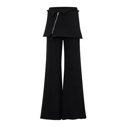 取り外しスカート付き フレアパンツ BLACK front
