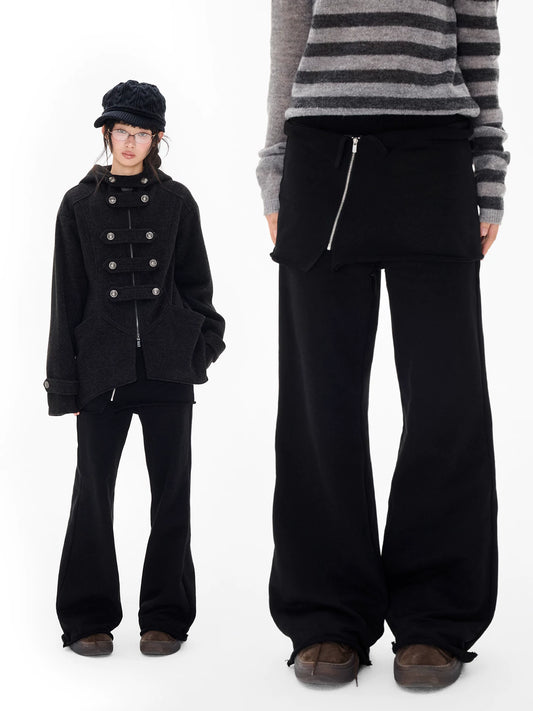 取り外しスカート付き フレアパンツ 着用イメージ 1