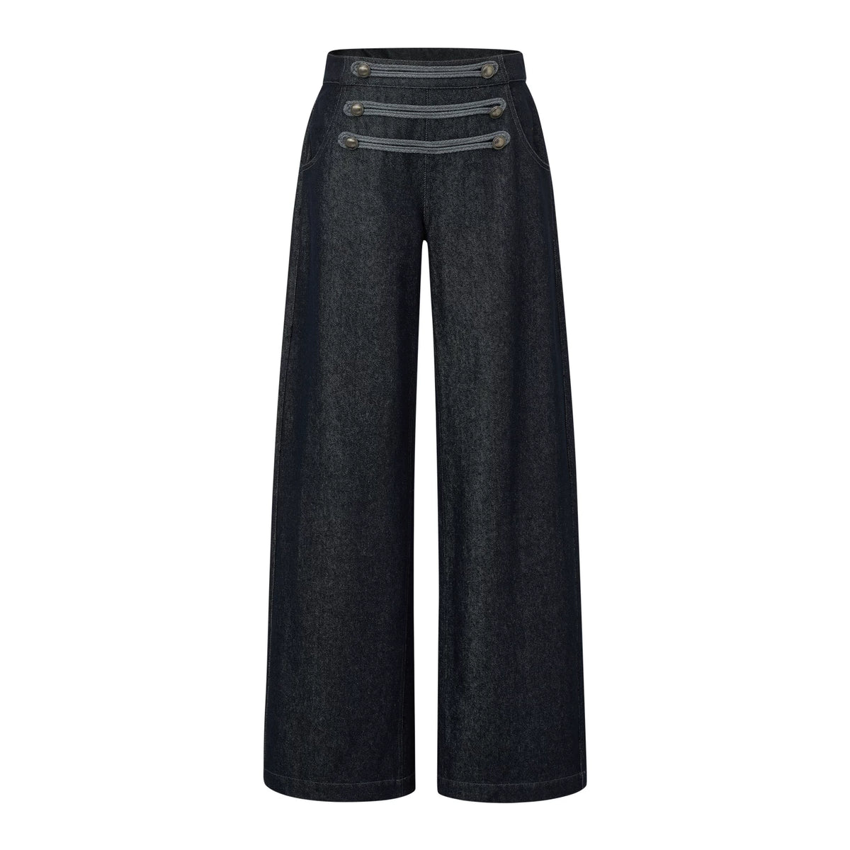 ナポレオンボタン ワイドデニムパンツ DENIM BLUE front