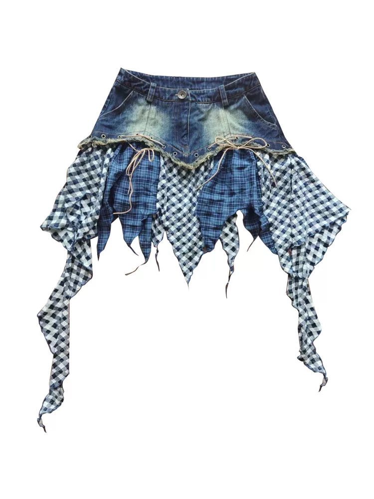 フリルパッチワーク アシンメトリーデニムスカート DENIM 4