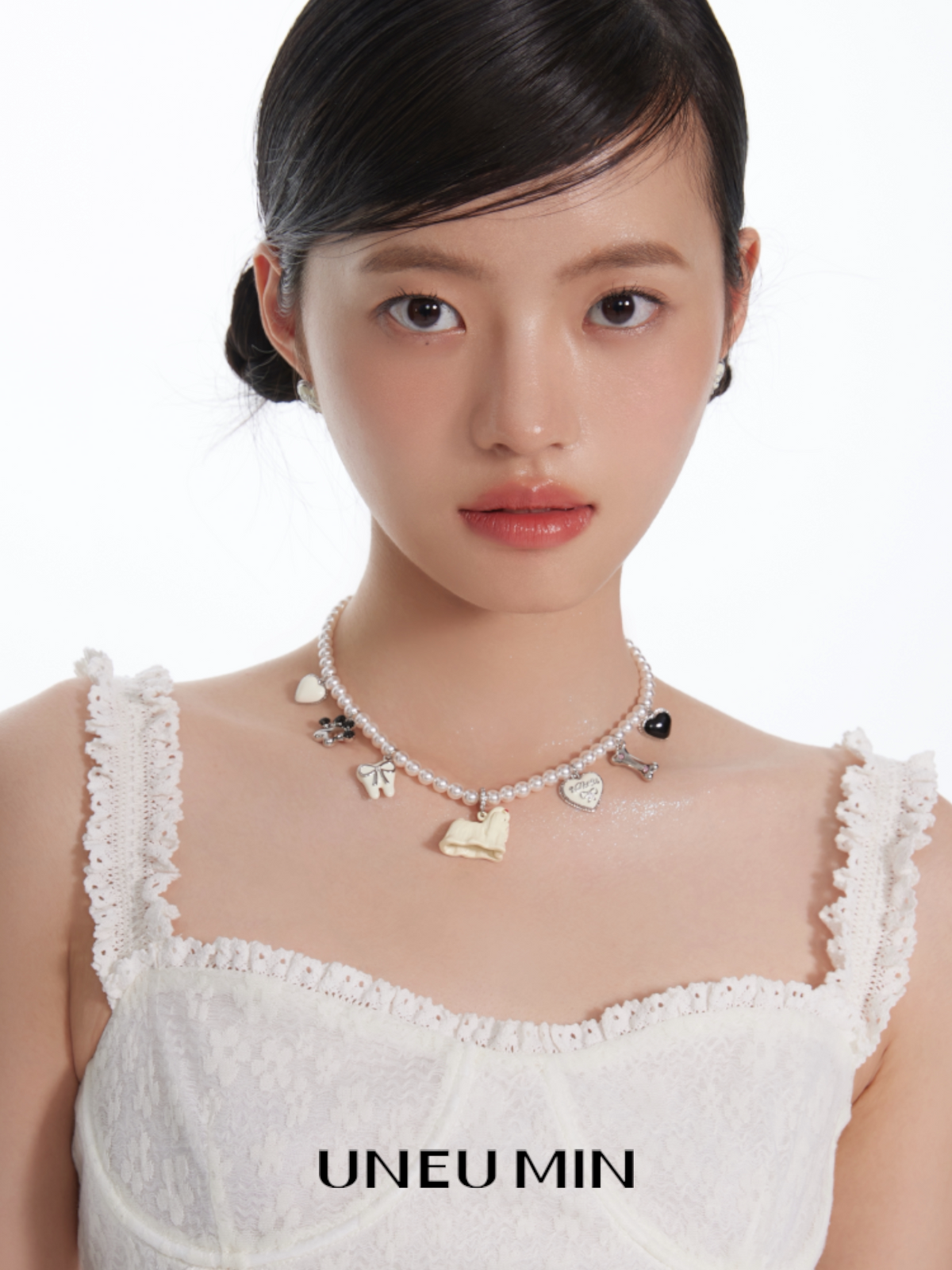 ドッグハート パールチャームネックレス styling 1