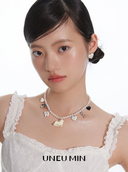 ドッグハート パールチャームネックレス styling 4