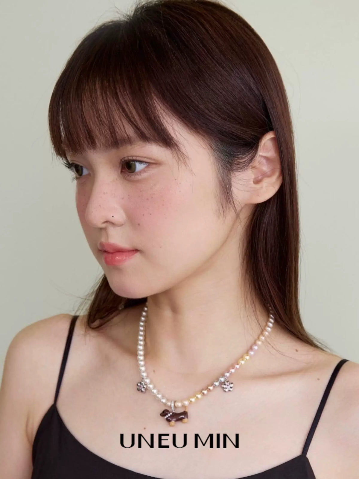 ダックスフンド パールペンダントネックレス styling 3