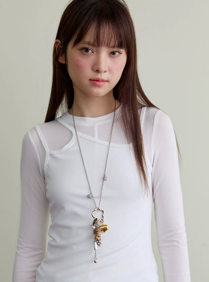 フラワーパール ロングチャームネックレス detail 5