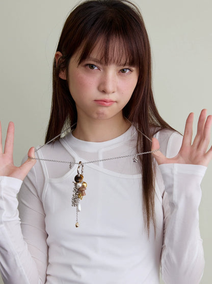 フラワーパール ロングチャームネックレス detail 6
