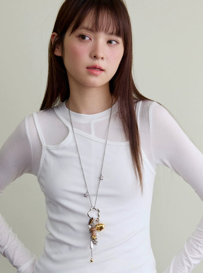 フラワーパール ロングチャームネックレス detail 7