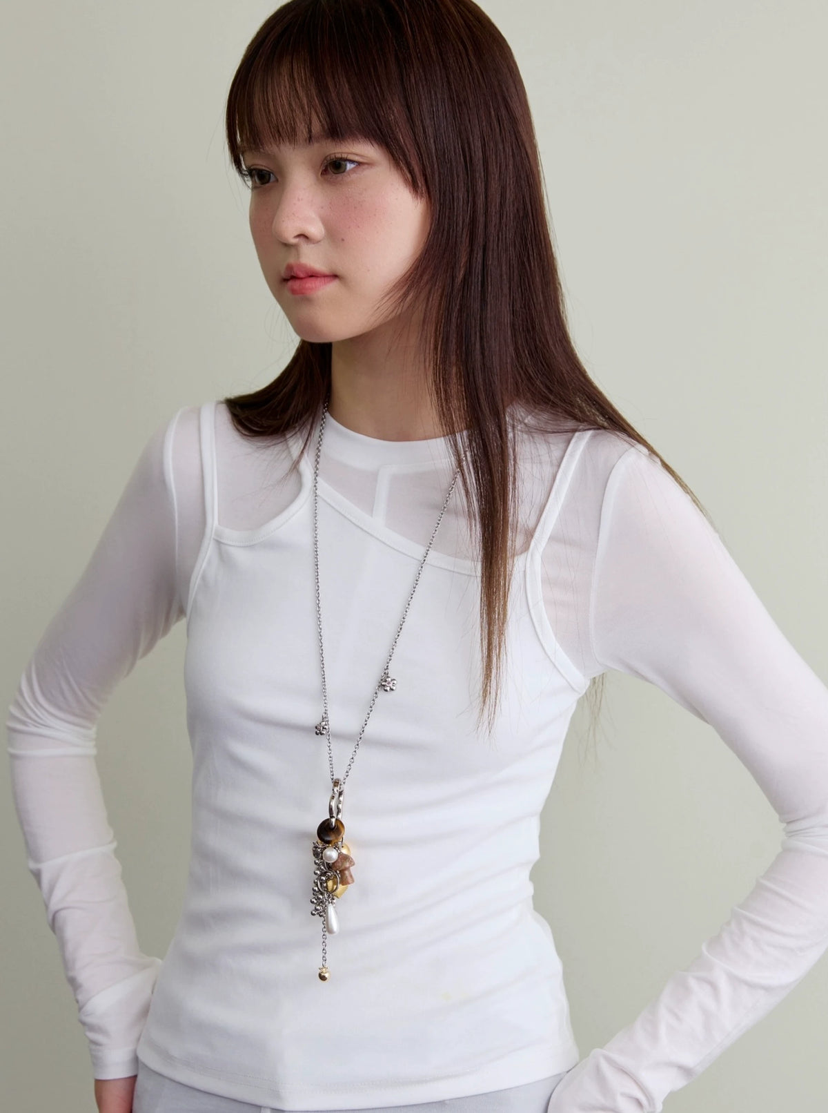 フラワーパール ロングチャームネックレス detail 8