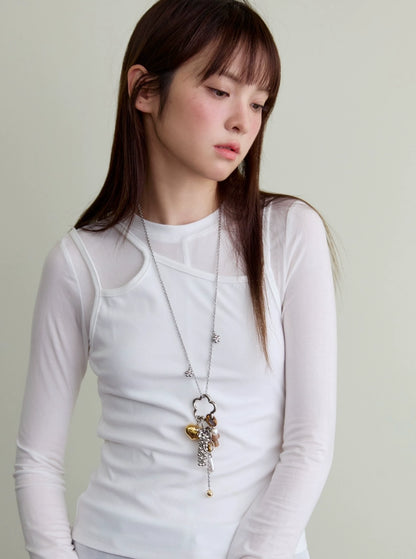 フラワーパール ロングチャームネックレス detail 9