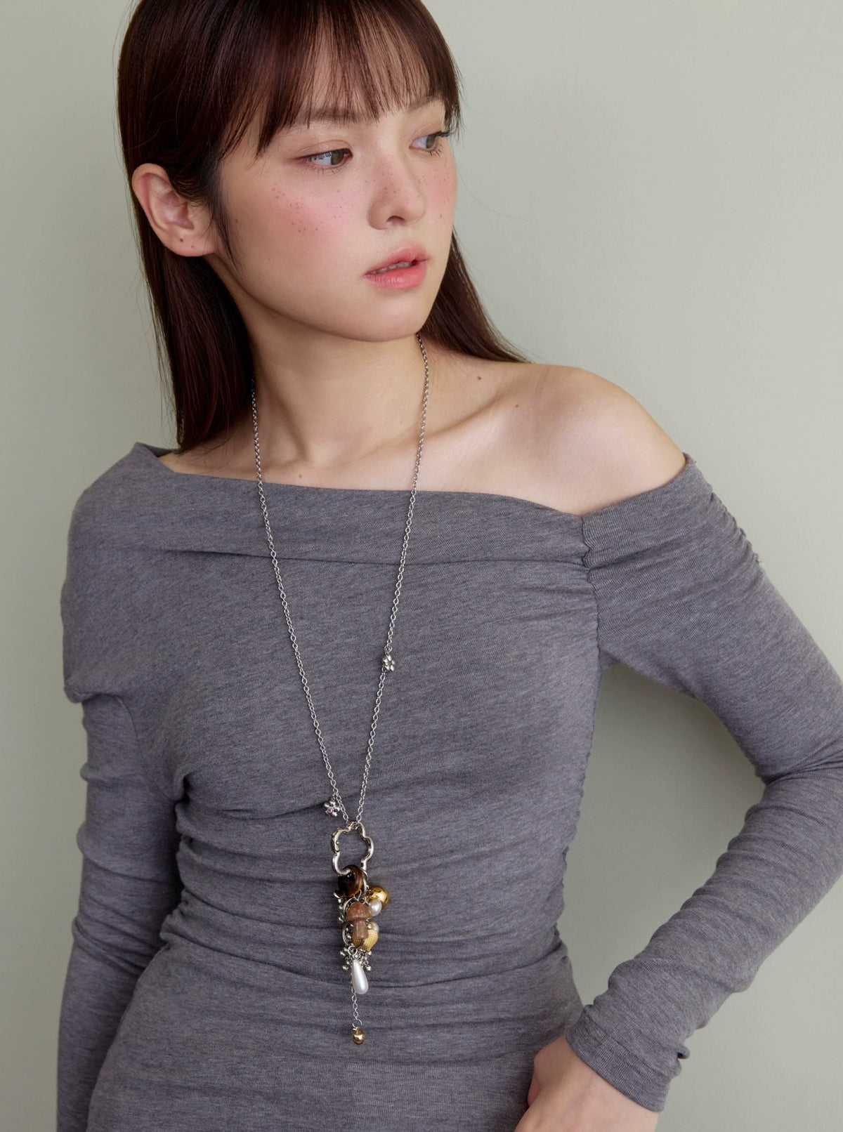 フラワーパール ロングチャームネックレス detail 10