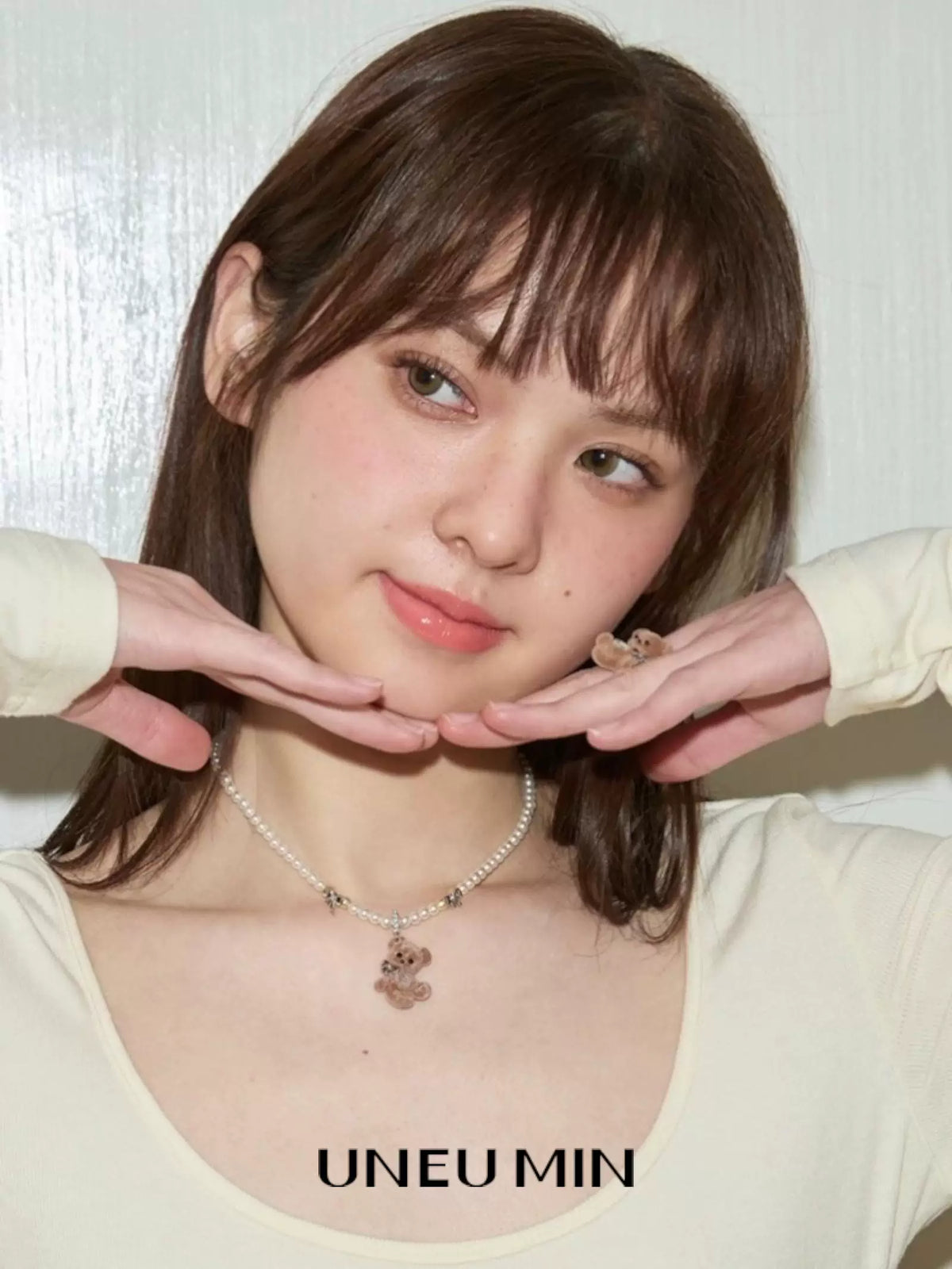 フロッキーベア パールペンダントネックレス styling 3