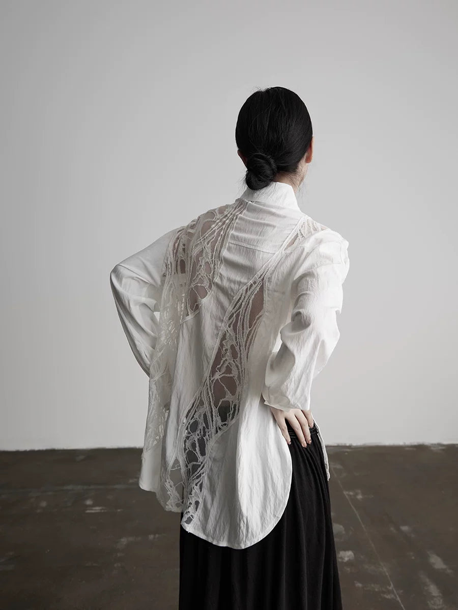 カットワークスリット ロングスリーブシャツ WHITE 3