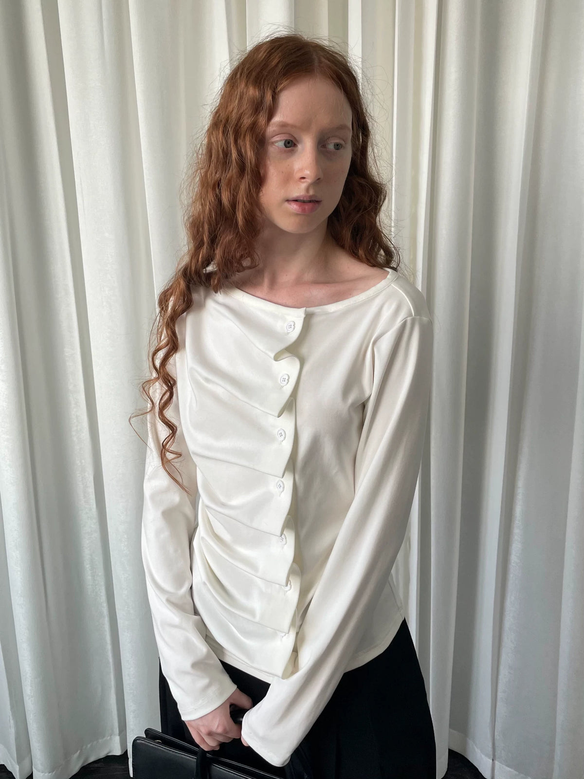 ギャザーシャーリング ロングスリーブトップス styling 11