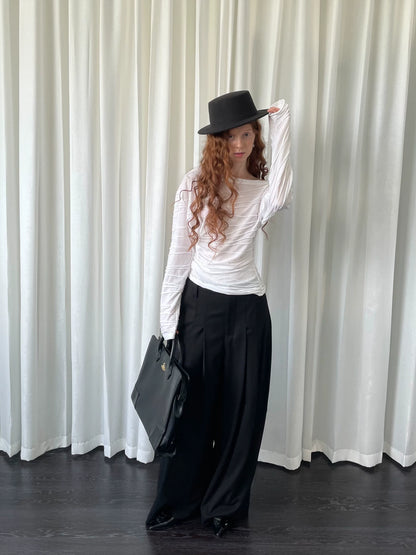 ワンショルダー シャーリングロングスリーブトップス styling 18