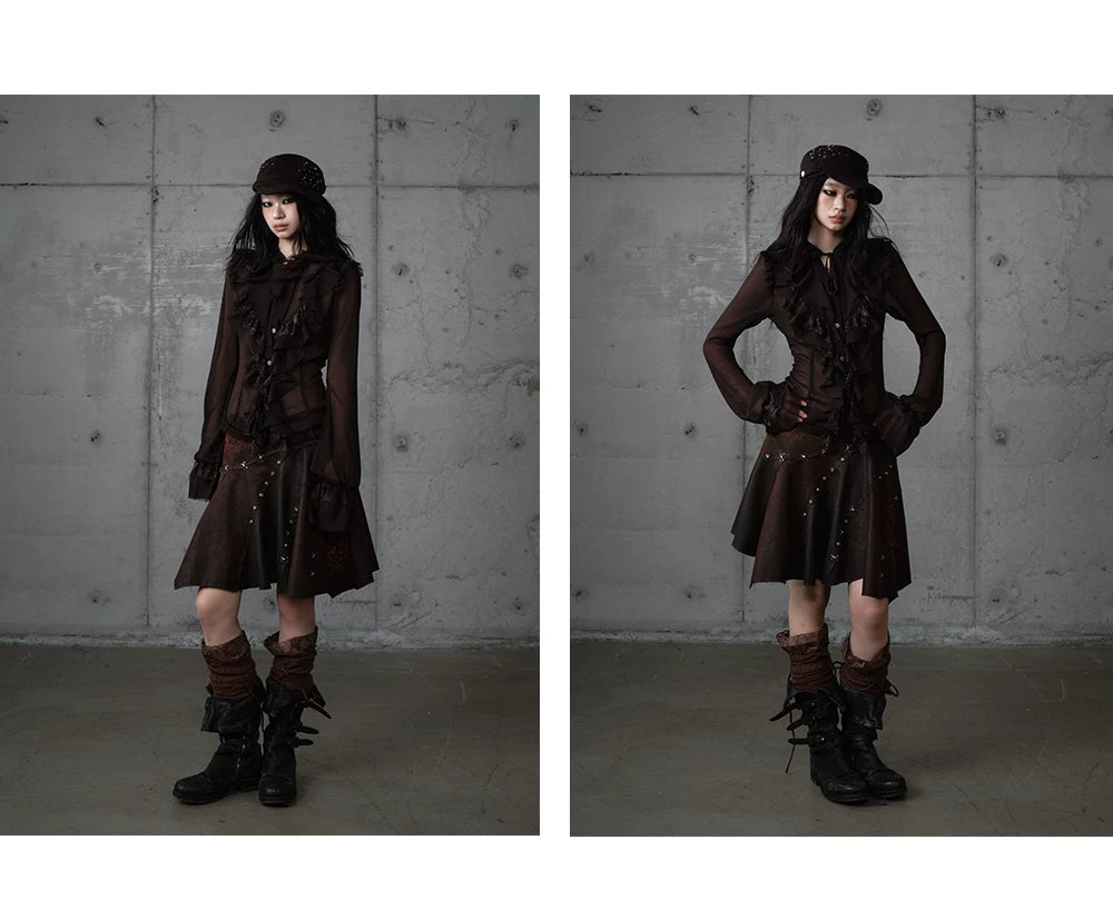 ゴールドフリルレース スタンドカラーシャツ styling 29
