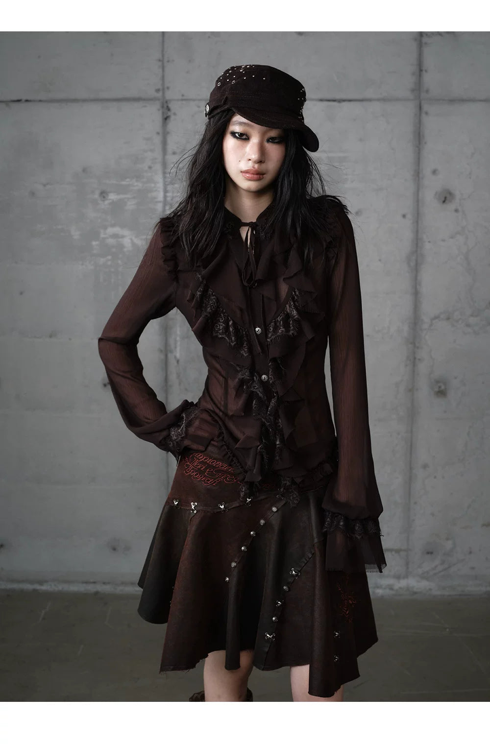ゴールドフリルレース スタンドカラーシャツ styling 33