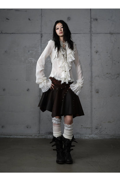 ゴールドフリルレース スタンドカラーシャツ styling 43