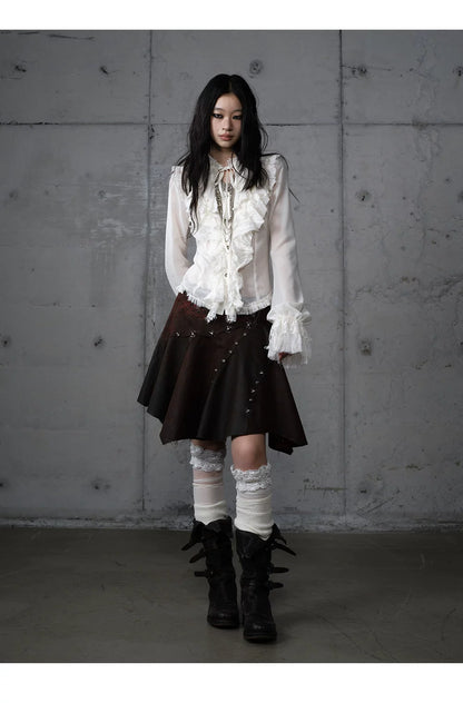 ゴールドフリルレース スタンドカラーシャツ styling 44