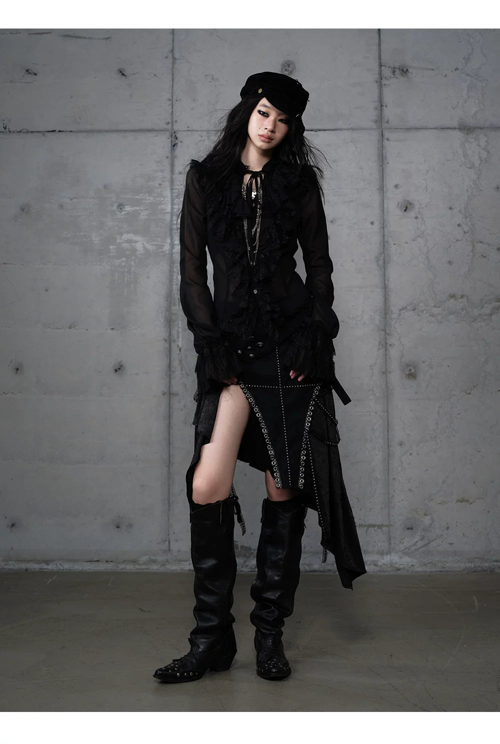 ゴールドフリルレース スタンドカラーシャツ styling 56