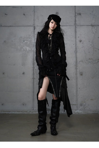 ゴールドフリルレース スタンドカラーシャツ styling 56