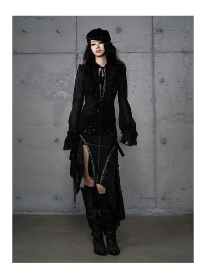 ゴールドフリルレース スタンドカラーシャツ styling 58