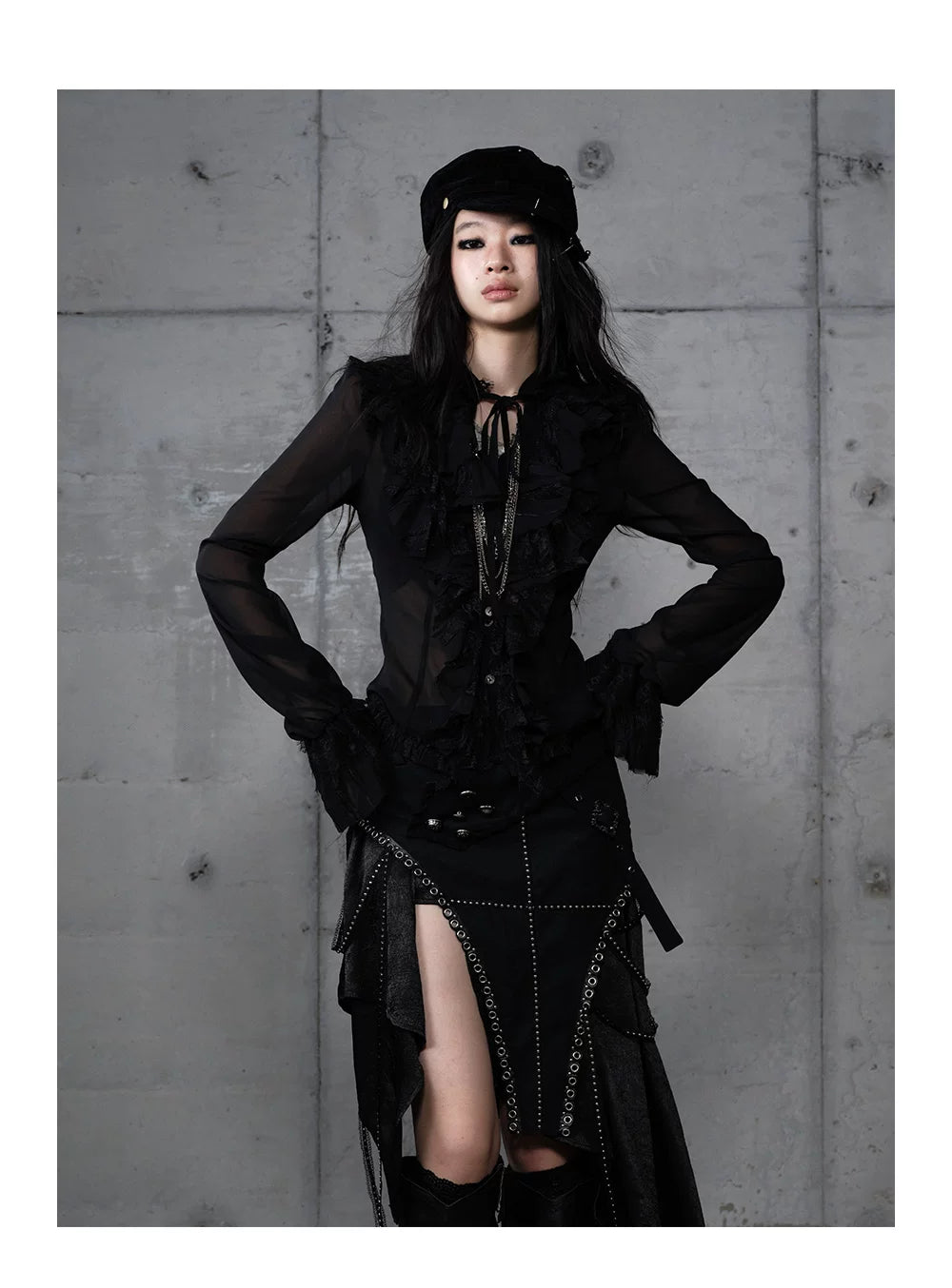 ゴールドフリルレース スタンドカラーシャツ styling 59