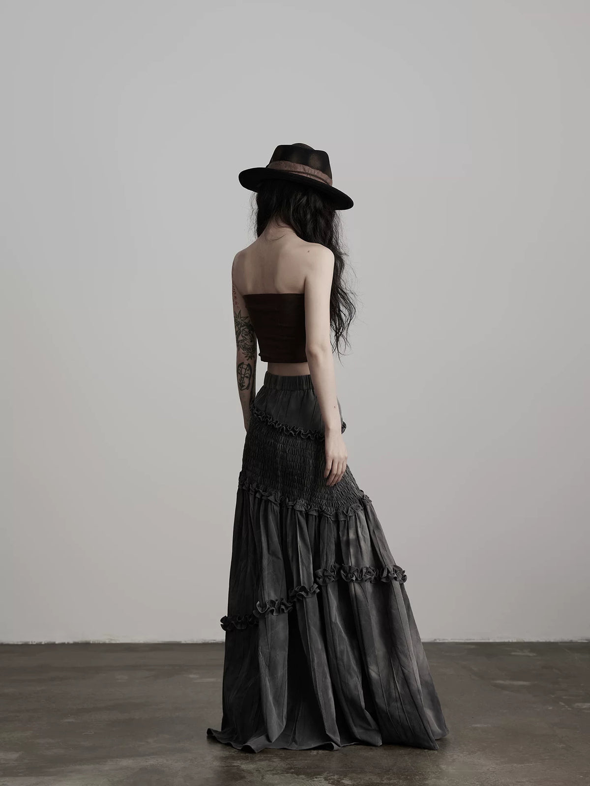 タイダイレース フィッシュテールロングスカート DARK GREY 3
