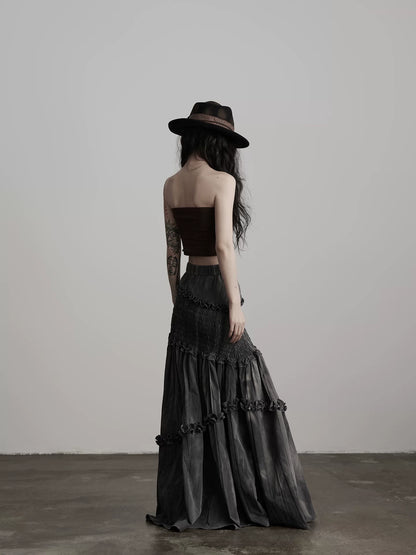 タイダイレース フィッシュテールロングスカート DARK GREY 3