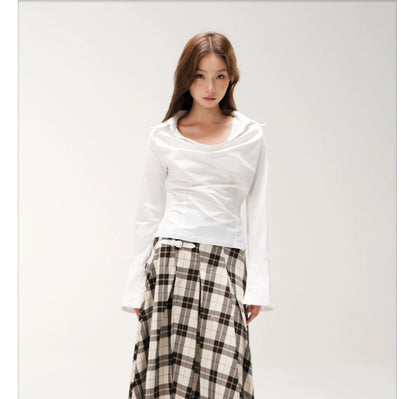Vウエスト ラージチェックプリーツスカート CHECK front