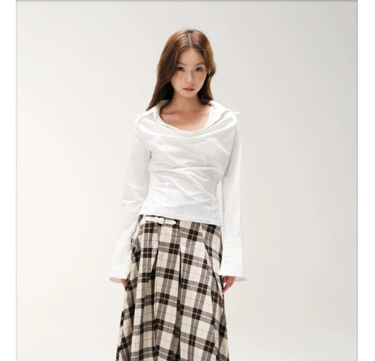 Vウエスト ラージチェックプリーツスカート CHECK front