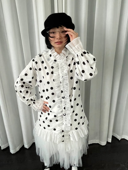 ドットプリント フリルロングシャツ detail 3