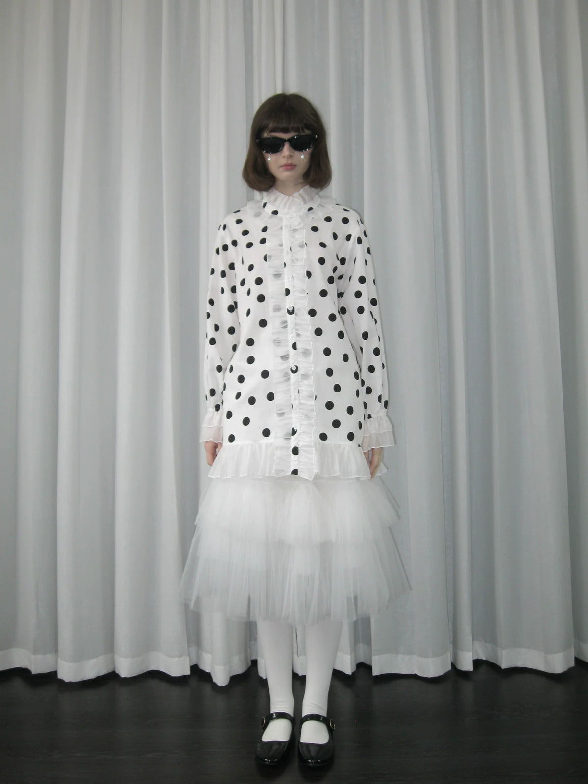 ドットプリント フリルロングシャツ detail 4