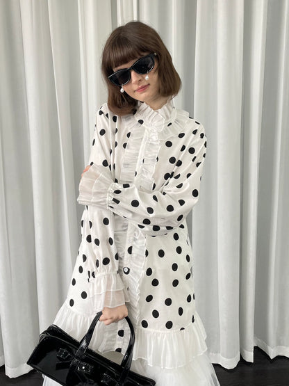 ドットプリント フリルロングシャツ styling 11