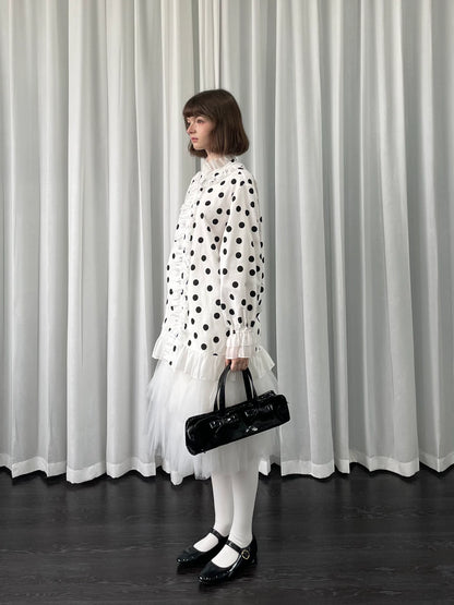 ドットプリント フリルロングシャツ styling 14