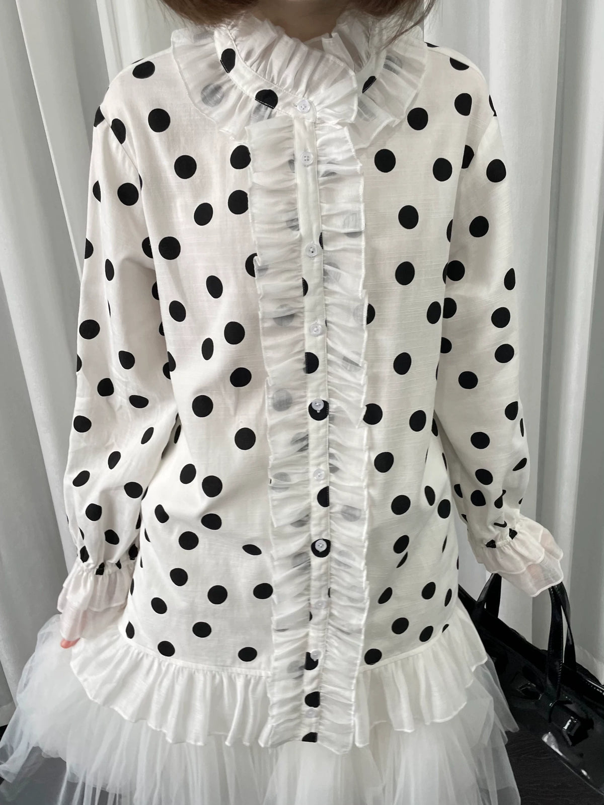 ドットプリント フリルロングシャツ styling 15