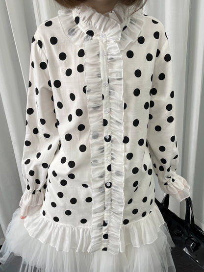 ドットプリント フリルロングシャツ styling 15