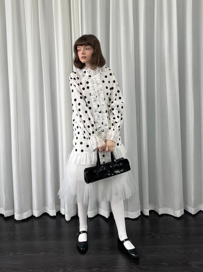 ドットプリント フリルロングシャツ styling 16