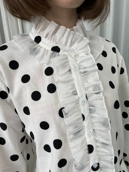ドットプリント フリルロングシャツ styling 19