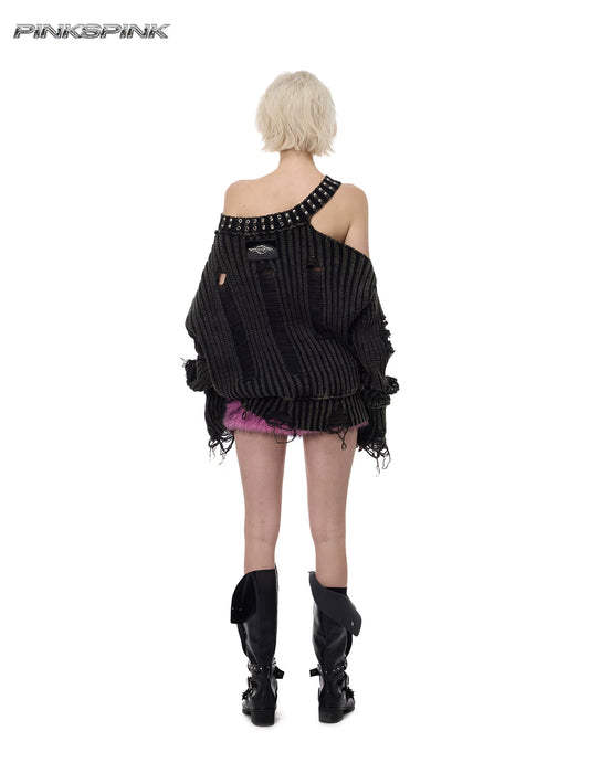 リベットダメージ オフショルダーニット product image 3