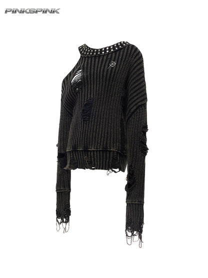 リベットダメージ オフショルダーニット product image 4