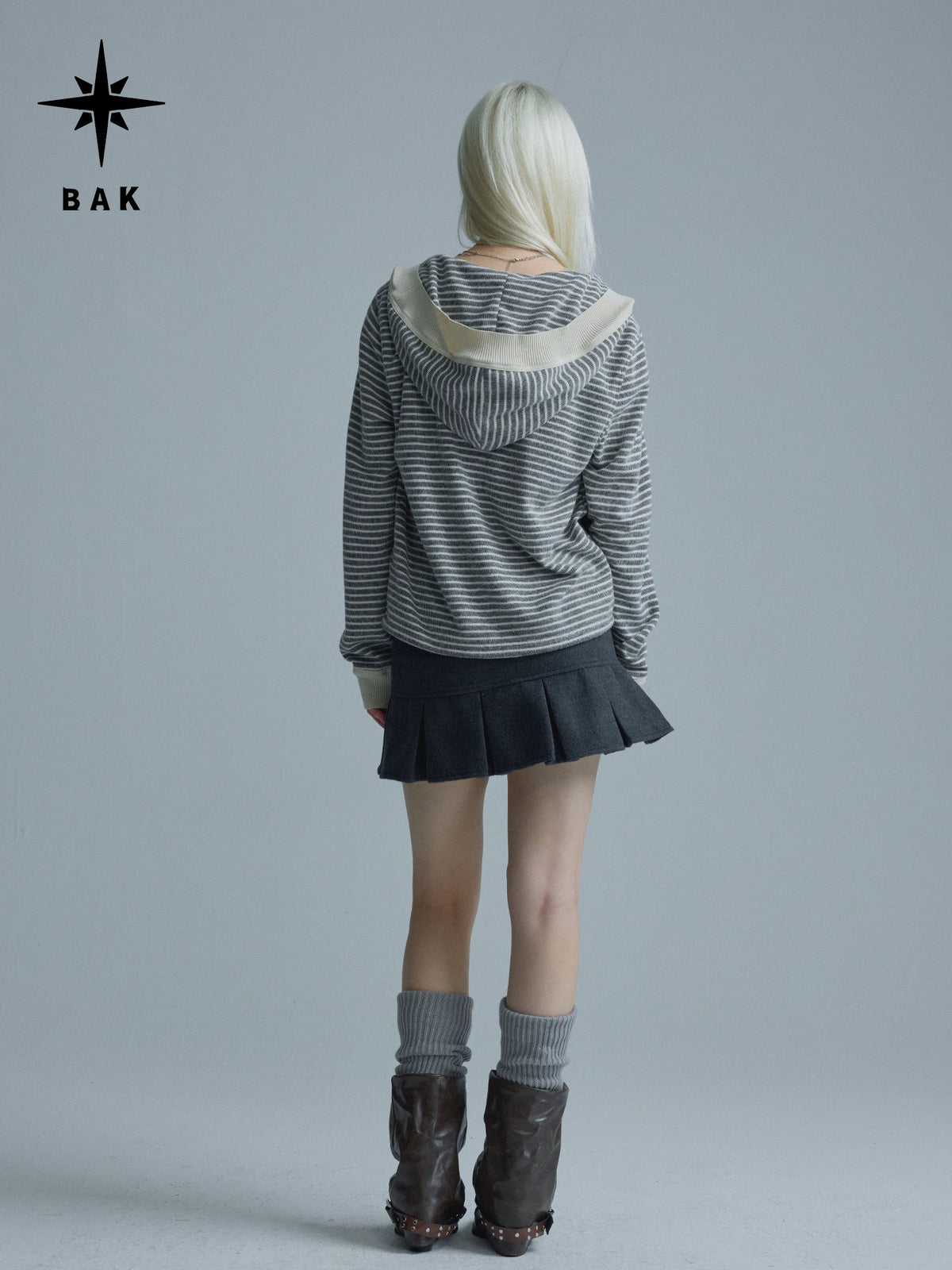 起毛ボーダー フーデッドニットカーディガン｜BE ALL KABUTO｜商品画像2