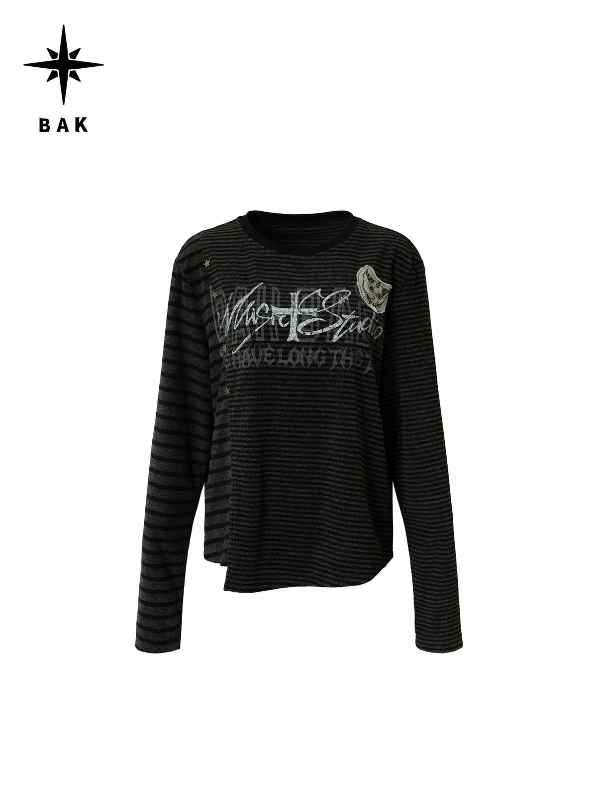 アシンメトリーボーダー スタッズロングスリーブTシャツ｜BE ALL KABUTO｜商品画像4