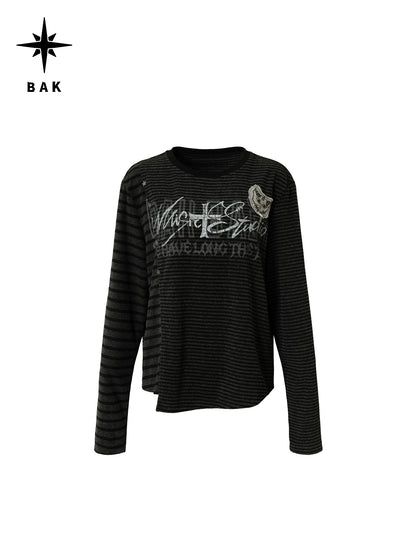 アシンメトリーボーダー スタッズロングスリーブTシャツ｜BE ALL KABUTO｜商品画像4