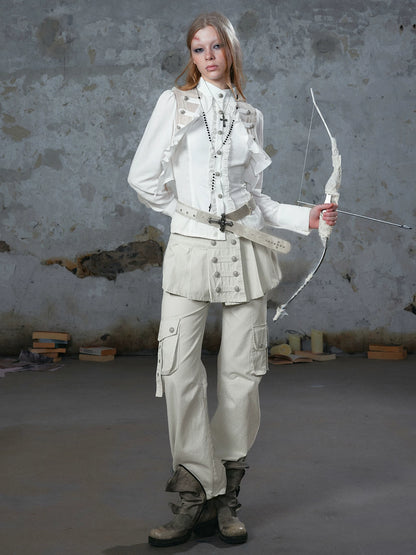 プリーツスカートレイヤード ストレートパンツ｜Cest Nous｜商品画像2
