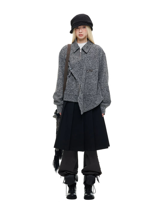 マルチウェイ アシンメトリーニット｜DARK GREY MELANGE｜記載の商品単体