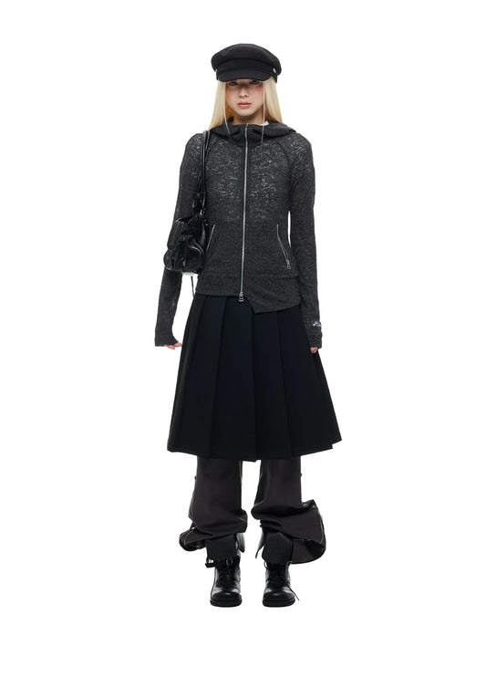 ラグランスリーブ フードトップス｜BLACK｜記載の商品単体