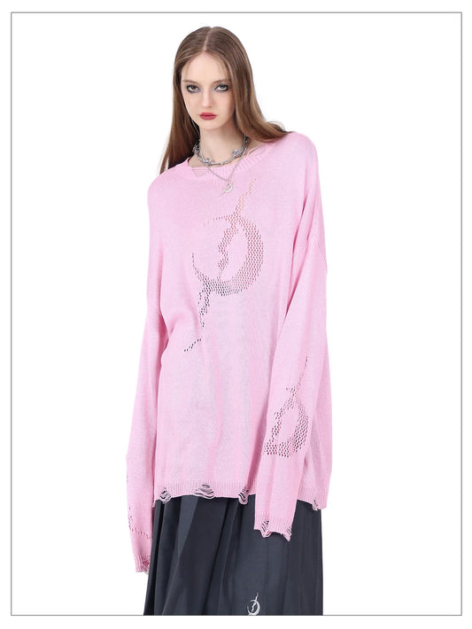 カットアウト メッシュニット｜PINKSPINK｜着用・ディテール 1