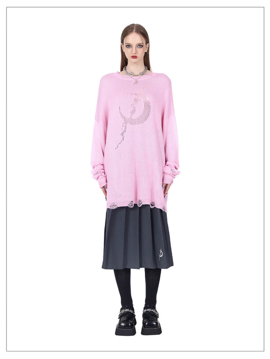 カットアウト メッシュニット｜PINKSPINK｜着用・ディテール 2