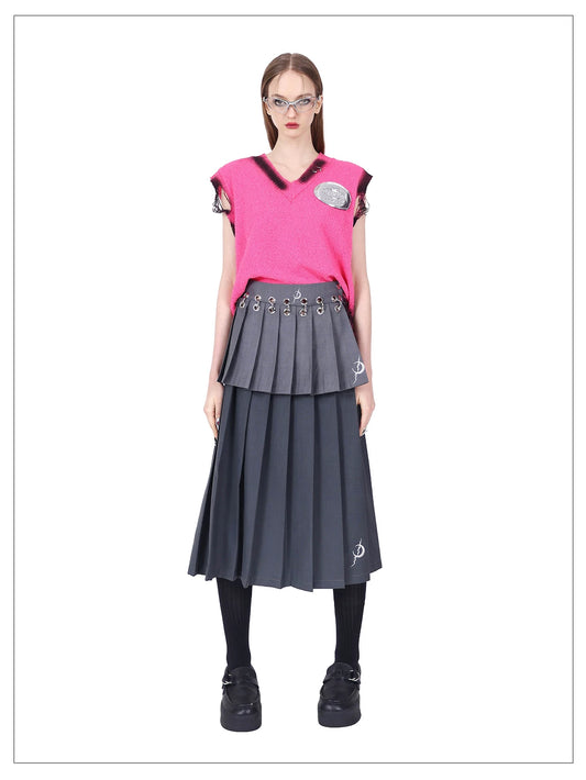 着脱式 レイヤードプリーツスカート｜PINKSPINK｜着用・ディテール 1